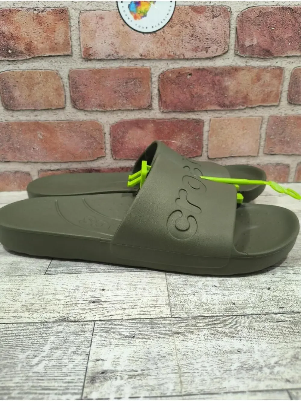 Crocs Essentials Slide Men's Size 12 Army Green Slip On Comfort 210088-309 NWT